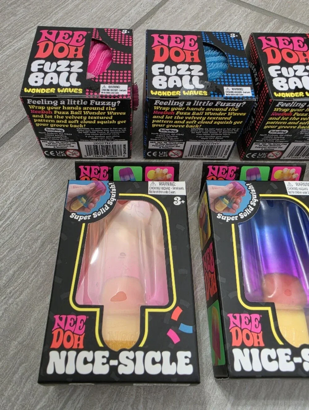 NeeDoh Bundle - Nice-Sicle, Fuzz Ball Wonder Waves, 7 TOTAL HARD-TO-FIND PIECES